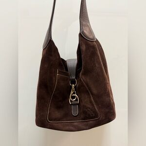 Dooney and Burke Brown Suede Shoulder Hobo Bag